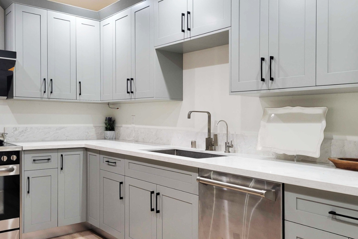 Frameless Gray Shaker Cabinets Sample Kitchen
